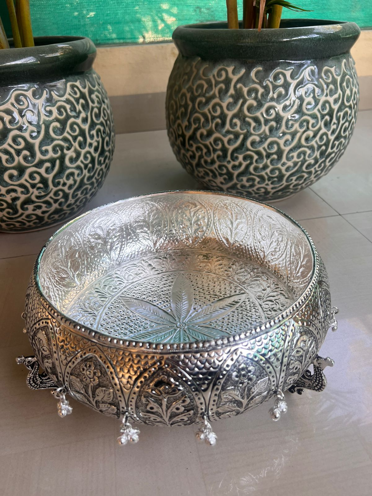 Antique German Silver urli with Extra Depth for Home Decor